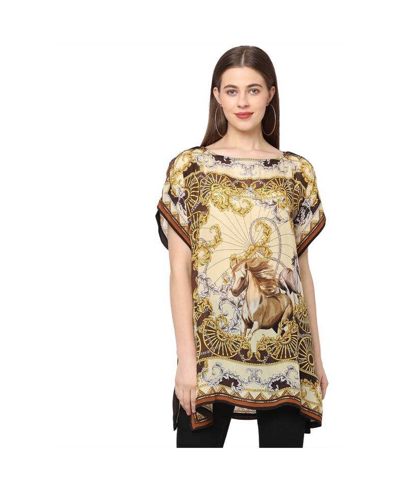 Beige cupro viscose Kaftan top