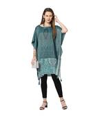Teal Viscosce metallic Kaftan
