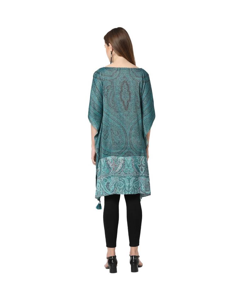 Teal Viscosce metallic Kaftan
