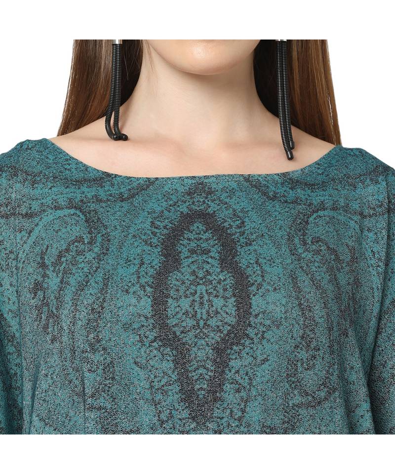 Teal Viscosce metallic Kaftan