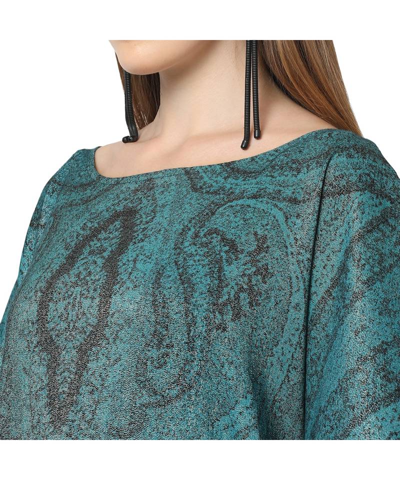 Teal Viscosce metallic Kaftan