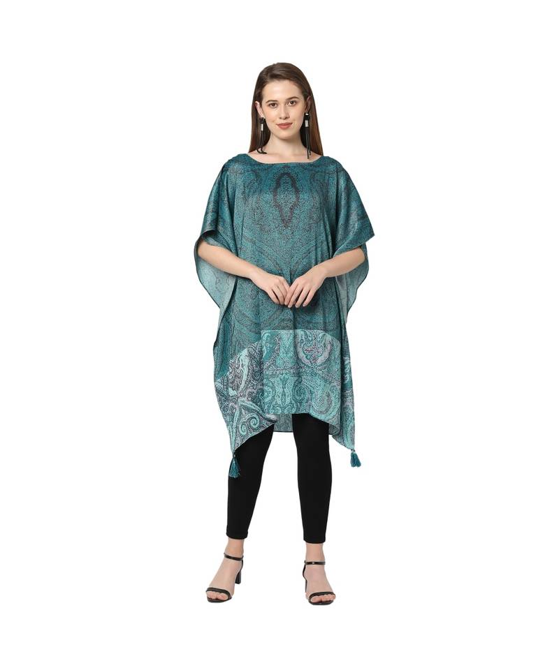 Teal Viscosce metallic Kaftan