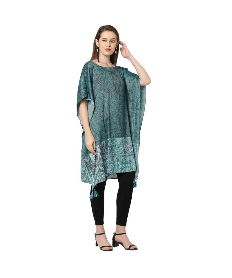Teal Viscosce metallic Kaftan
