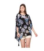 Black Multi Floral Print Kaftan Top