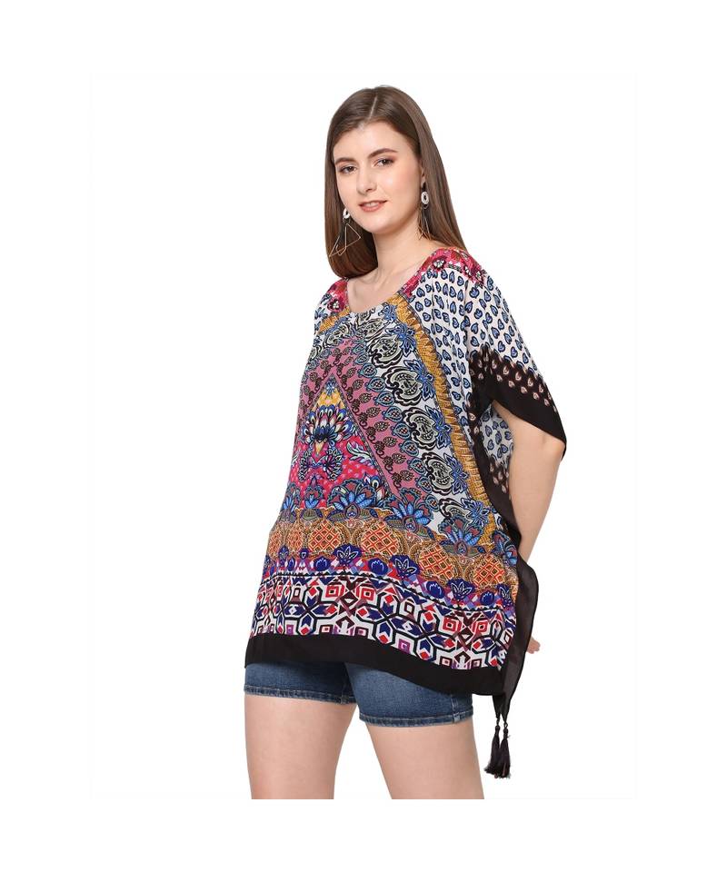 Multicolor Abstract Print Kaftan Top