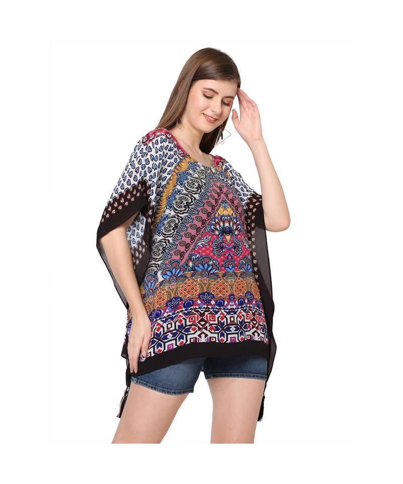Multicolor Abstract Print Kaftan Top
