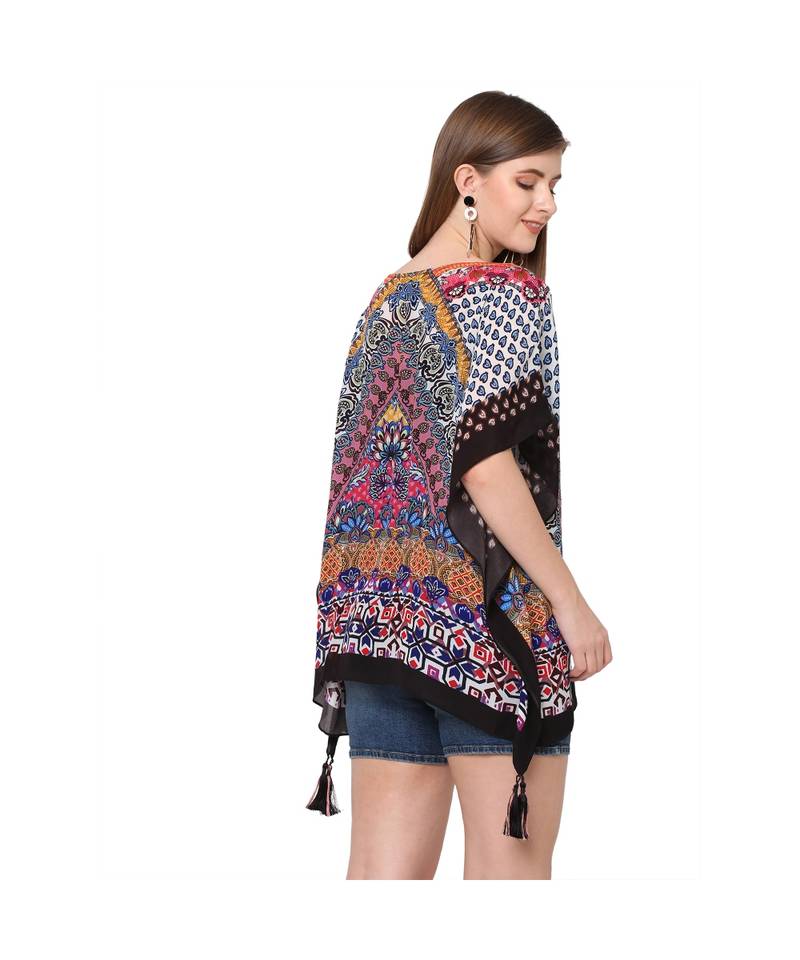 Multicolor Abstract Print Kaftan Top