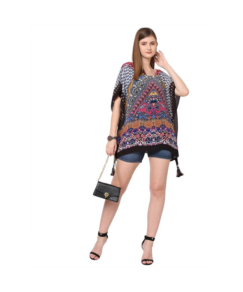Multicolor Abstract Print Kaftan Top
