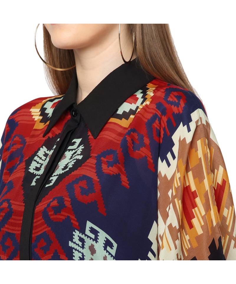Multicolor Kilim Print Kaftan Shirt