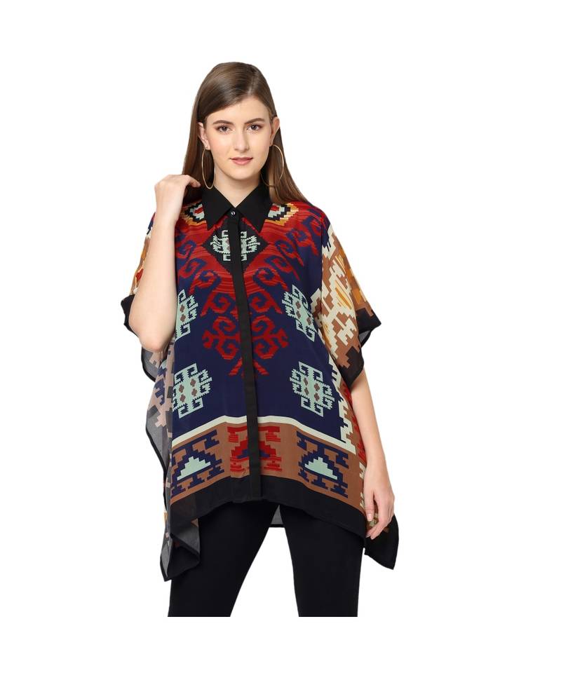 Multicolor Kilim Print Kaftan Shirt