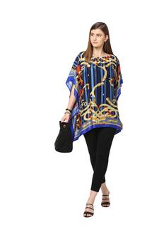 Blue Abstract Print Kaftan Tunic