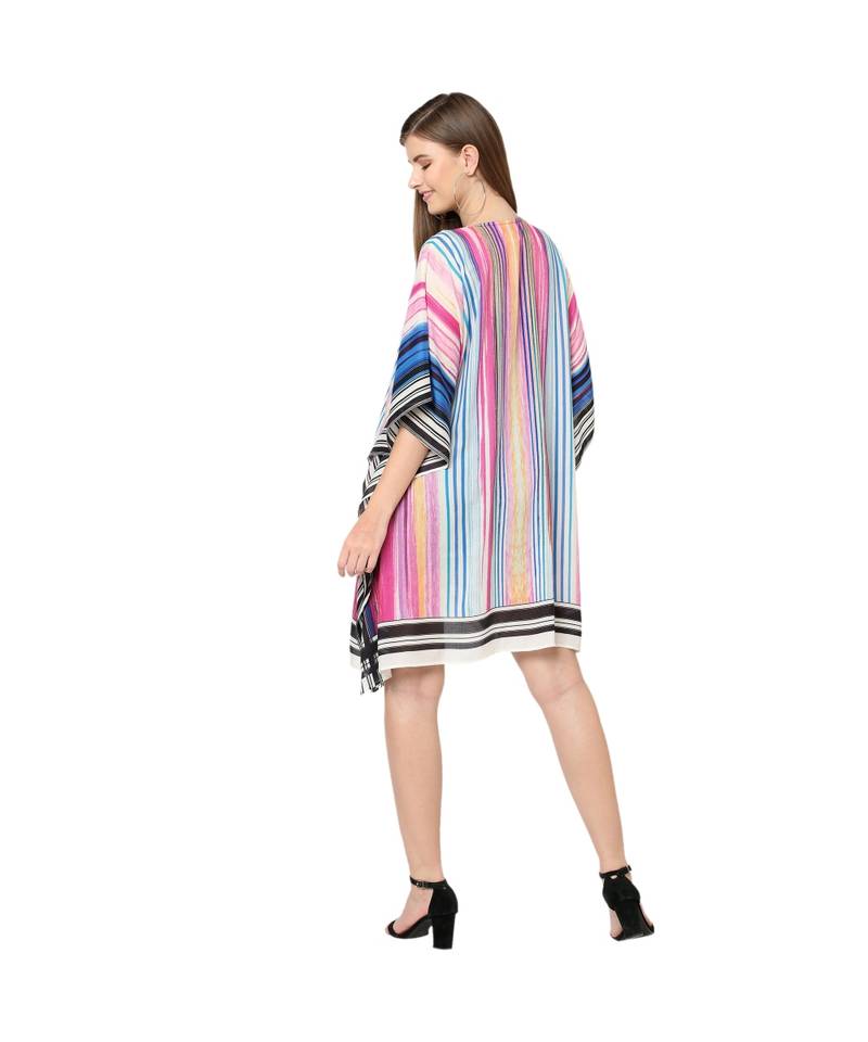 Multi Color Stripe Print Kaftan Tunic