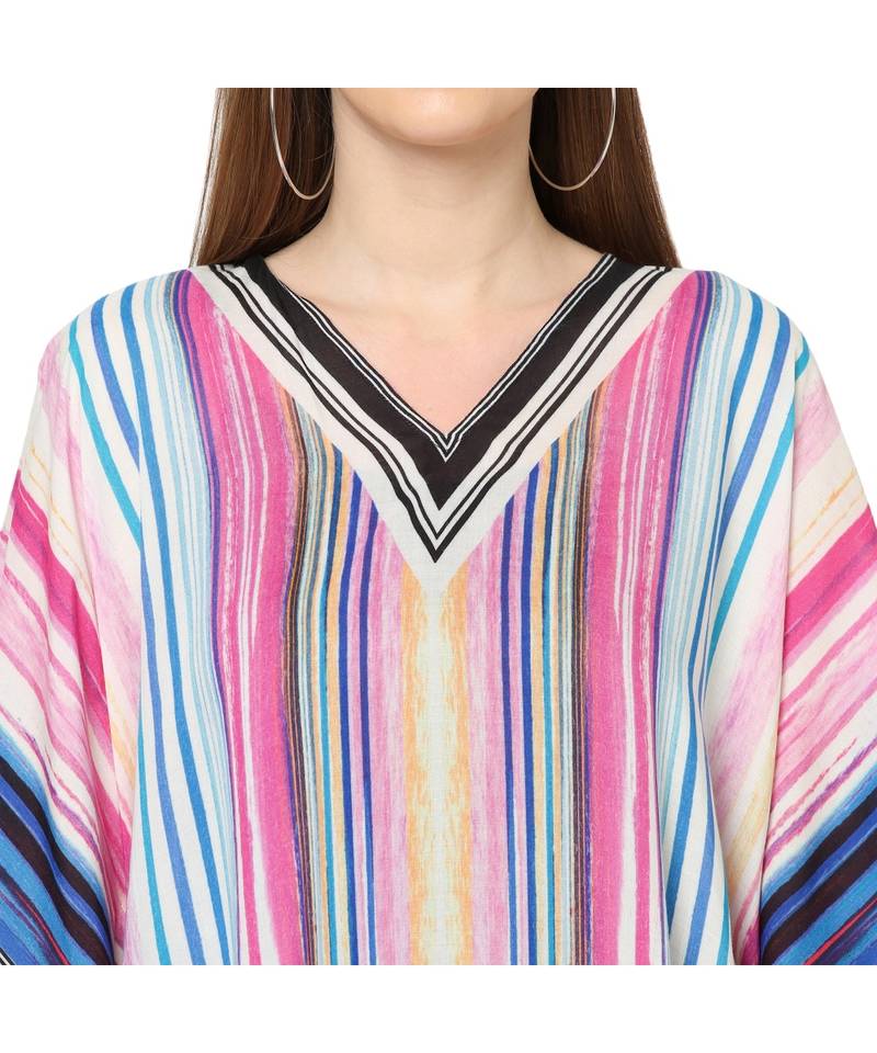 Multi Color Stripe Print Kaftan Tunic