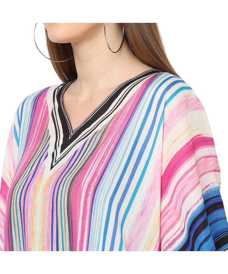 Multi Color Stripe Print Kaftan Tunic