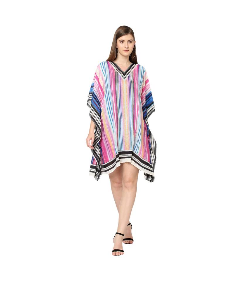 Multi Color Stripe Print Kaftan Tunic