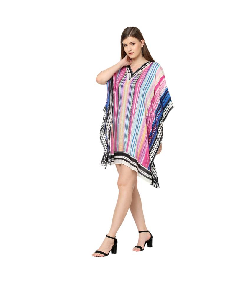 Multi Color Stripe Print Kaftan Tunic