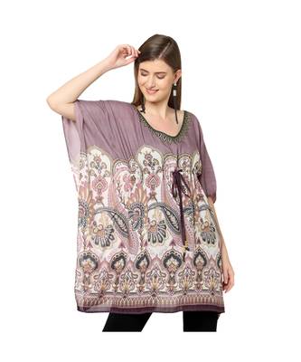 Lilac Paisley Print Front Tie Kaftan Tunic 1