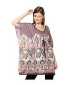 Lilac Paisley Print Front Tie Kaftan Tunic