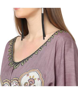 Lilac Paisley Print Front Tie Kaftan Tunic 5