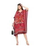 Red Abstract Print Kaftan Tunic