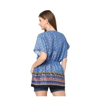 Blue Abstract Print Front Tie Kaftan Tunic 2