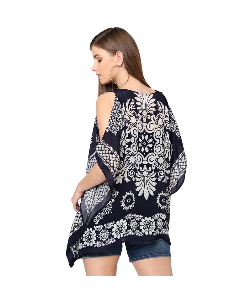 Blue Paisley Print Kaftan Top