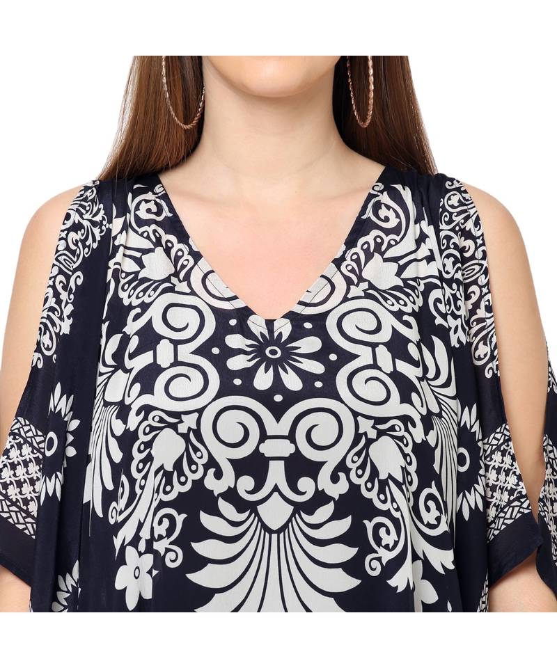 Blue Paisley Print Kaftan Top