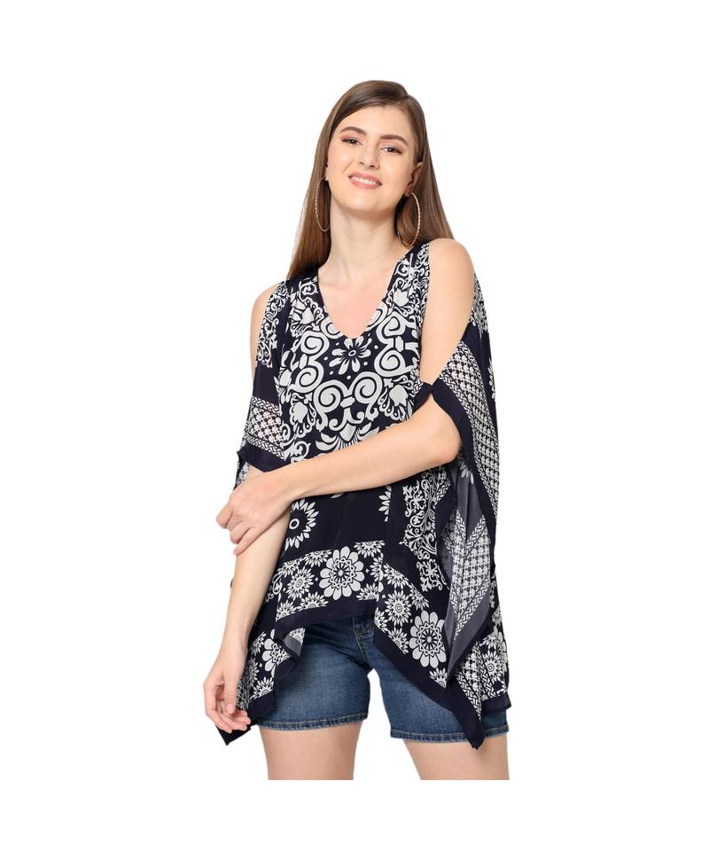 Blue Paisley Print Kaftan Top