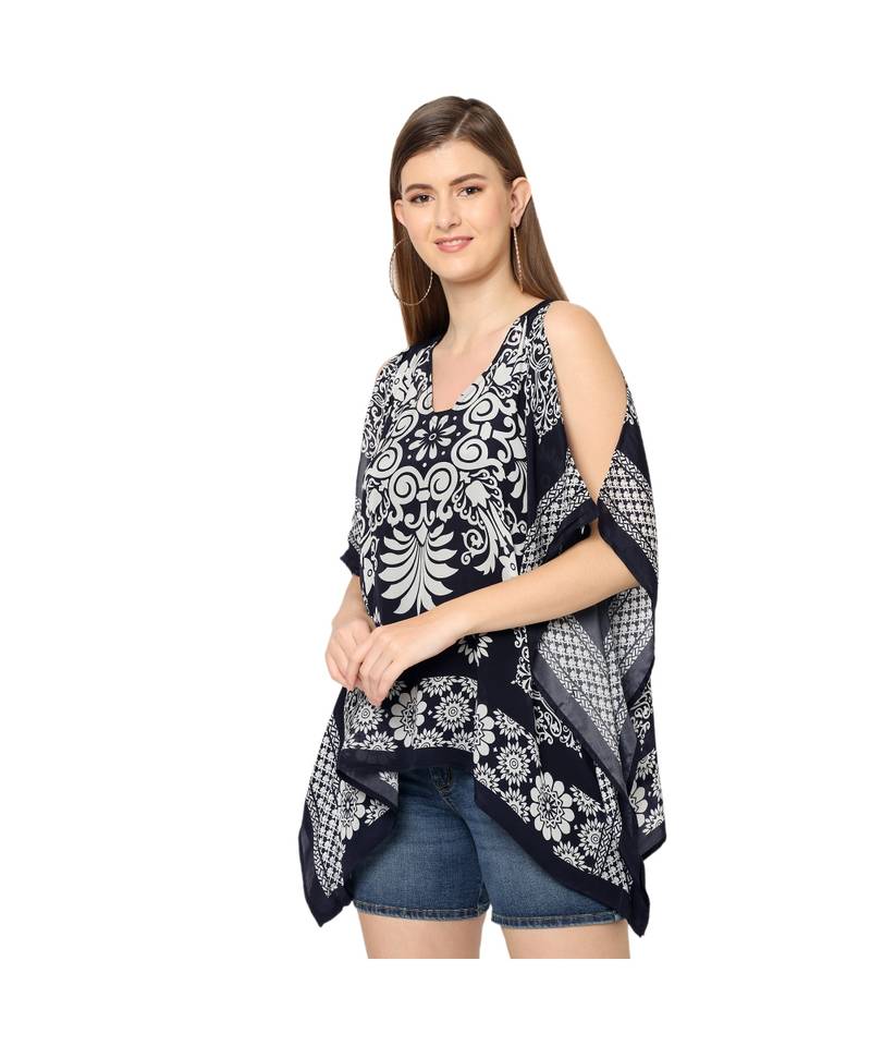 Blue Paisley Print Kaftan Top