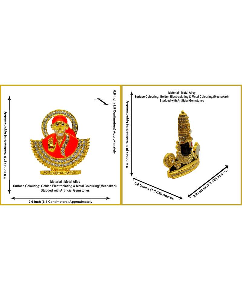 Sai Baba of Shirdi Blessing Murti Lord Venkateswara Srinivasa Venkatachalapati God Tirupati Balaji Set 2 Idol Statue