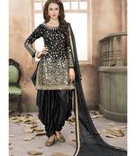 Black Designer Taffeta Silk Patiala Salwar Suit