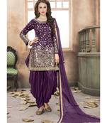Wine Designer Taffeta Silk Patiala Salwar Suit