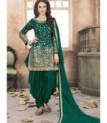 Dark Green Designer Taffeta Silk Punjabi Salwar Suit