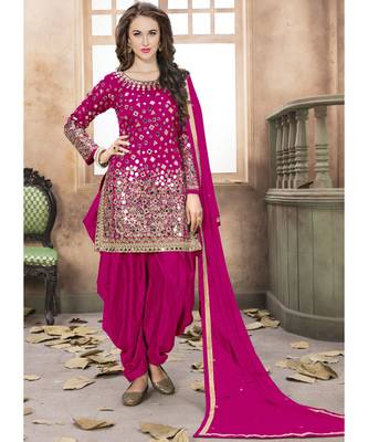 Magenta Designer Taffeta Silk Punjabi Salwar Suit 1