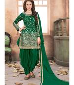 Green Designer Taffeta Silk Punjabi Salwar Suit