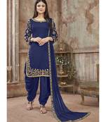Blue Designer Art Silk Patiala Salwar Suit