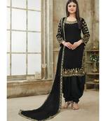 Black Designer Art Silk Patiala Salwar Suit