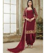 Maroon Designer Art Silk Patiala Salwar Suit