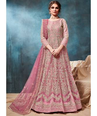 Light Pink Designer Net Anarkali Salwar Kameez 1