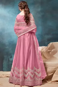 Light Pink Designer Net Anarkali Salwar Kameez