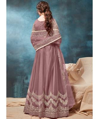 Onion Pink Designer Net Anarkali Salwar Kameez 2