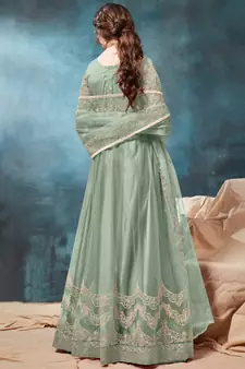 Pastel Designer Net Anarkali Salwar Kameez