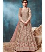 Light Peach Designer Net Anarkali Salwar Kameez