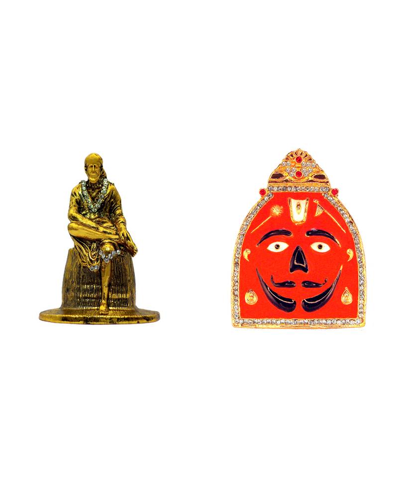 Sai Baba of Shirdi Blessing Murti Salasar Dham Balaji Combo Set 2 Idol Statue for Home Office Shop Car Dashboard & Gift