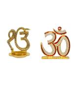 Ik Onkar a Statement of Oneness Electroplated Metal Holy Om Combo Set 2 Idol Statue Showpiece