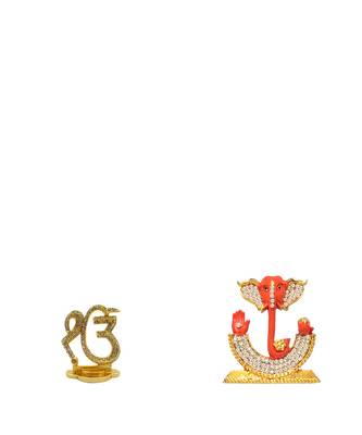 Ik Onkar a Statement of Oneness Electroplated Metal Lord Ganesha as God Siddhi Vinayak Murti Set 2 Idol Statue 2