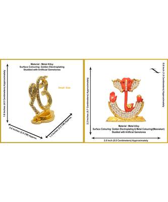 Ik Onkar a Statement of Oneness Electroplated Metal Lord Ganesha as God Siddhi Vinayak Murti Set 2 Idol Statue 4