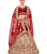 Embroidered Semi Velvet Semi Stitched Bridal Lehenga Choli