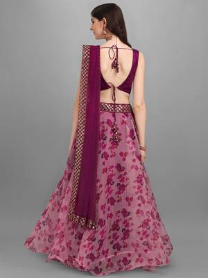 Pink printed work Lehenga Choli With Un-Stitched Blouse 2