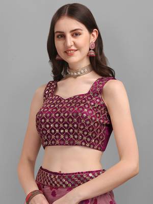 Pink printed work Lehenga Choli With Un-Stitched Blouse 4